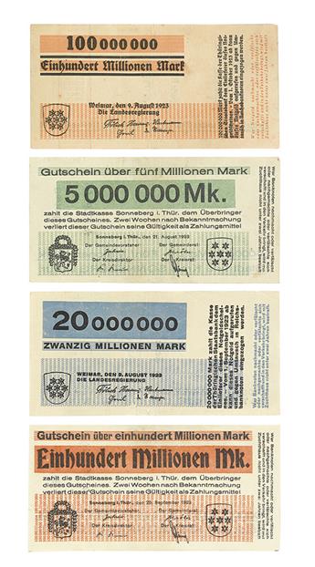 DESIGN. BAYER, HERBERT. Group of 16 Hyper-Inflation German Marks.